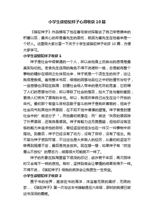 小学生读骆驼祥子心得收获10篇
