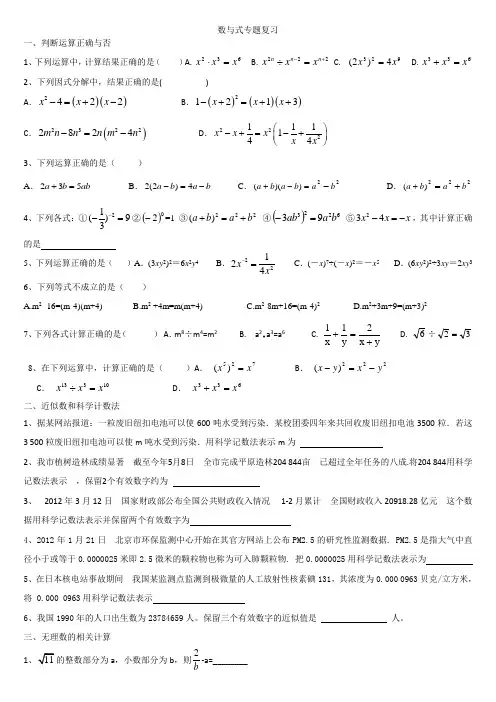 中考数学复习 数与式专题复习