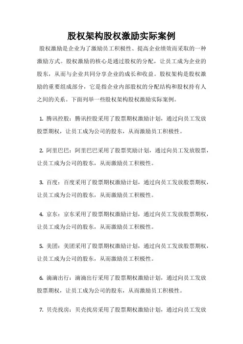 股权架构股权激励实际案例
