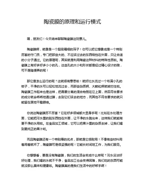 陶瓷膜的原理和运行模式