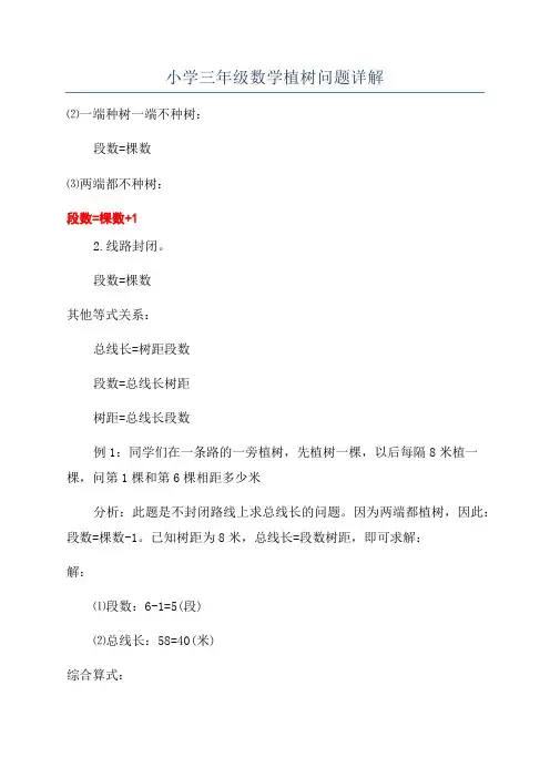 小学三年级数学植树问题详解