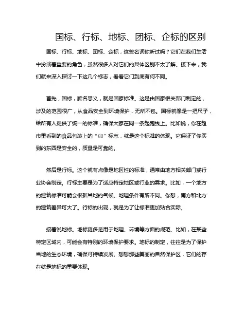 国标、行标、地标、团标、企标的区别