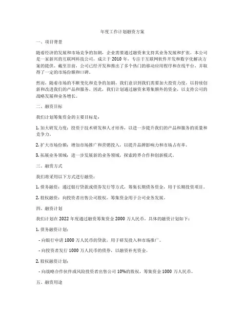 年度工作计划融资方案