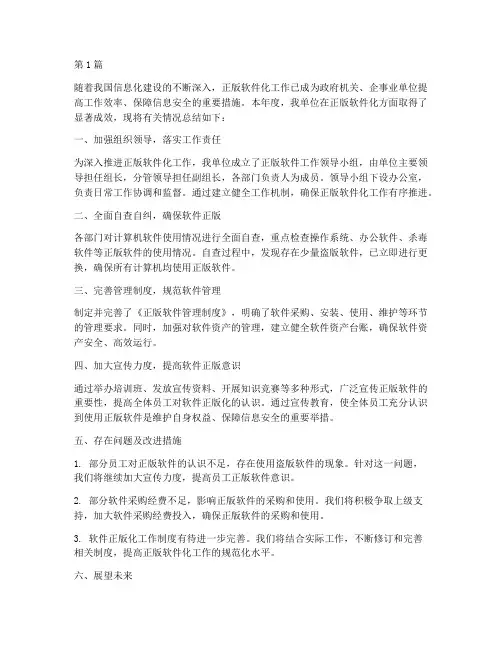 正版软件化年度总结(3篇)