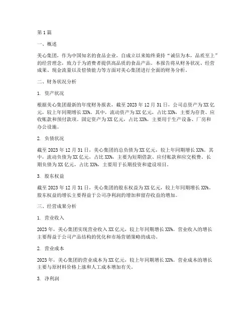 美心财务分析报告(3篇)