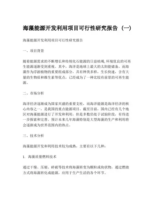 海藻能源开发利用项目可行性研究报告 (一)