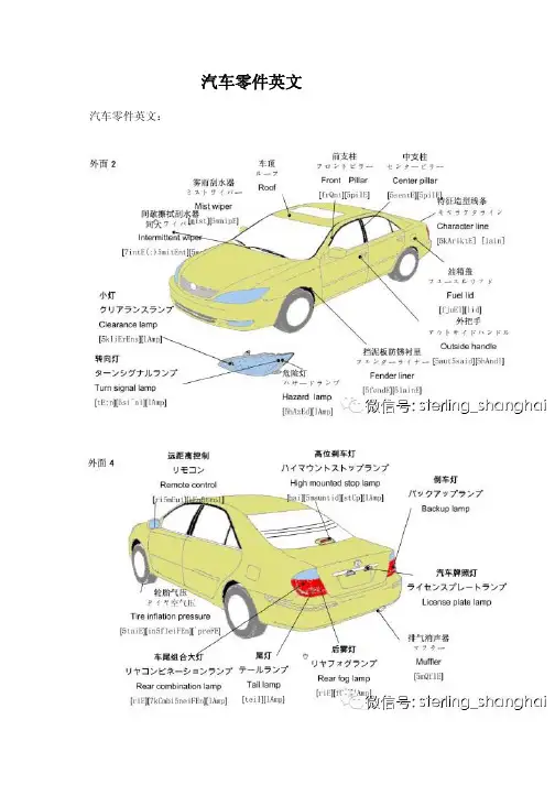 汽车零件中英文对照