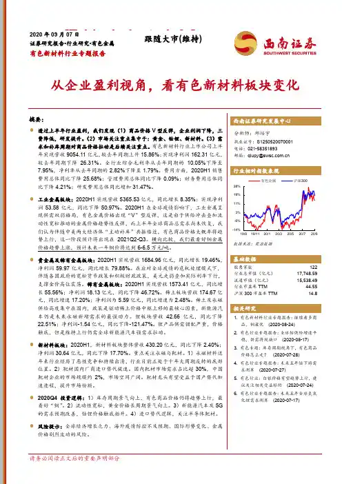 有色新材料行业专题报告：从企业盈利视角，看有色新材料板块变化