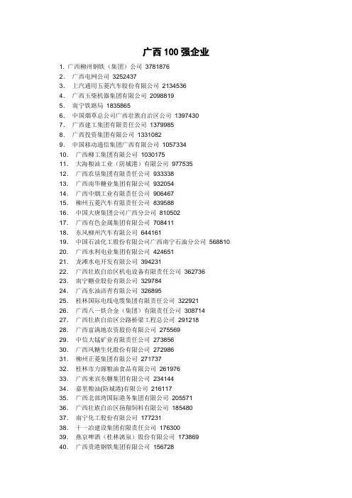 广西100强企业