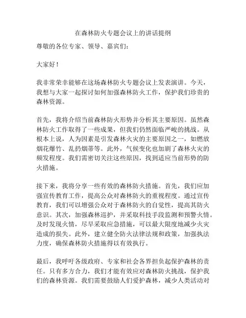 在森林防火专题会议上的讲话提纲