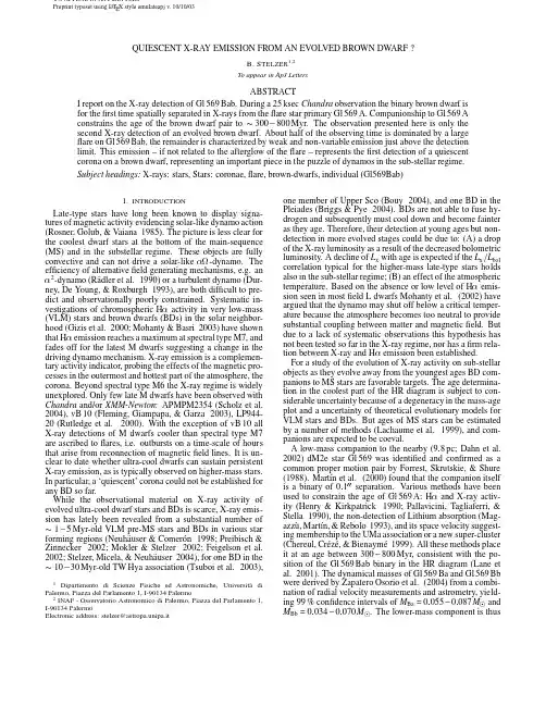TO APPEAR IN APJ LETTERS Preprint typeset using LATEX style emulateapj v. 101003 QUIESCENT