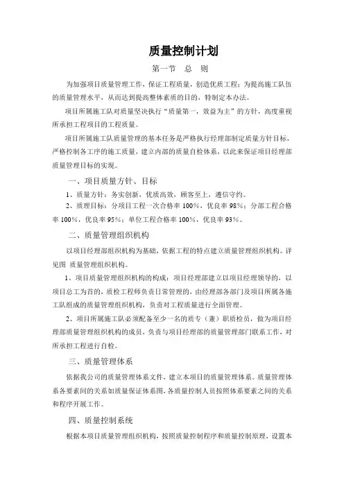 工程质量控制计划
