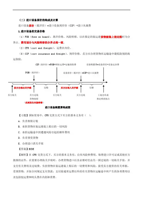 造价计价专题一建设项目投资构成及设备购置费的计算(二)