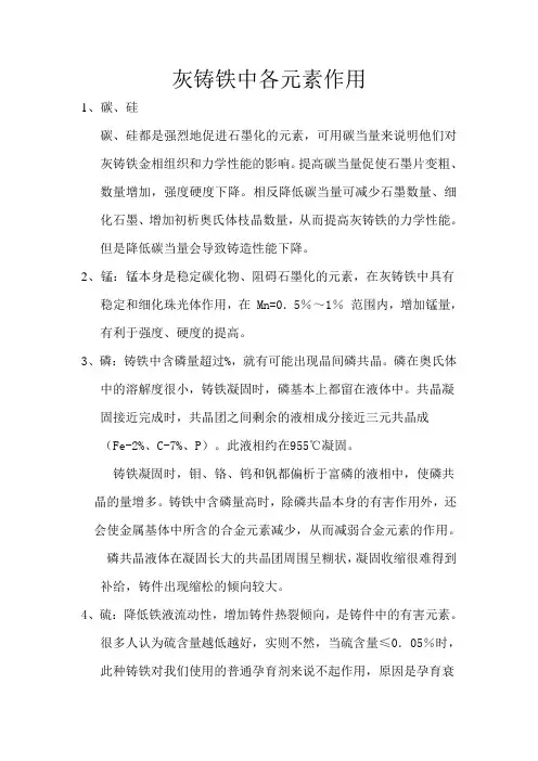 灰铸铁中各元素作用