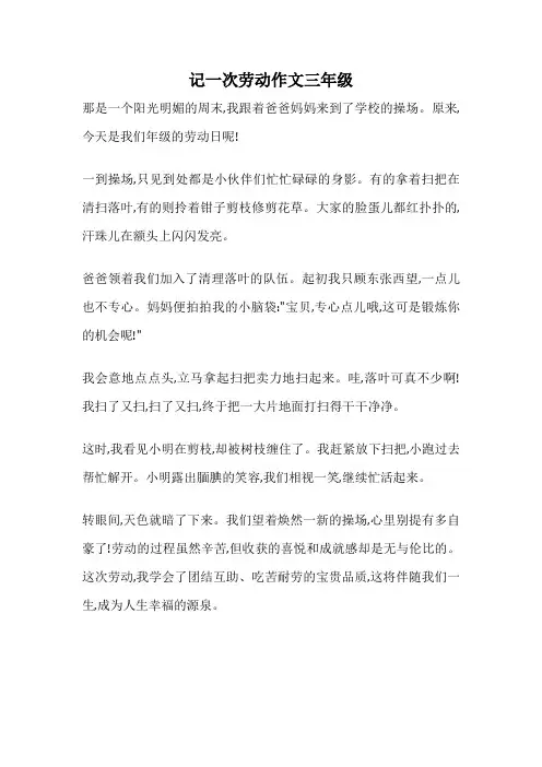 记一次劳动作文三年级