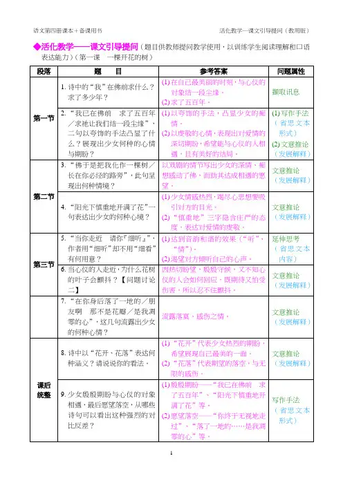课文引导提问教用-(一棵开花的树)
