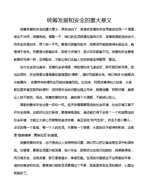 统筹发展和安全的重大意义