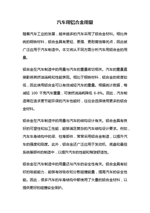 汽车用铝合金用量