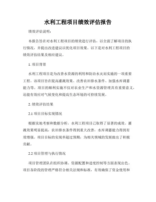 水利工程项目绩效评估报告