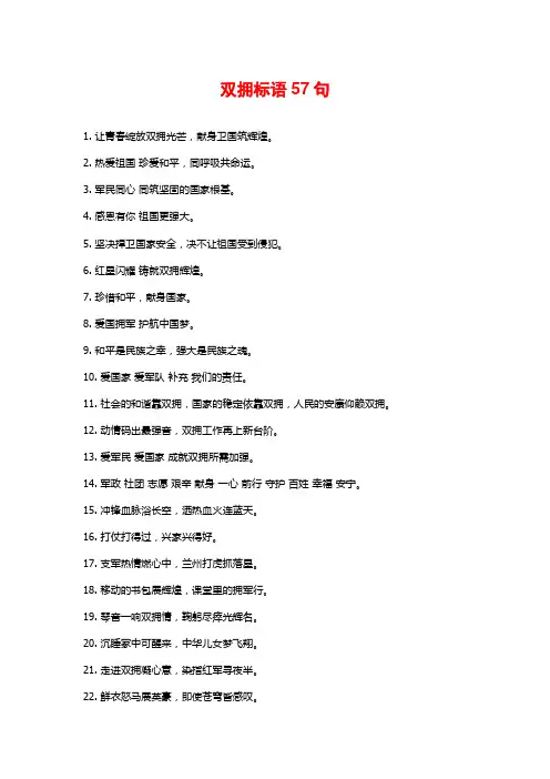 双拥标语57句