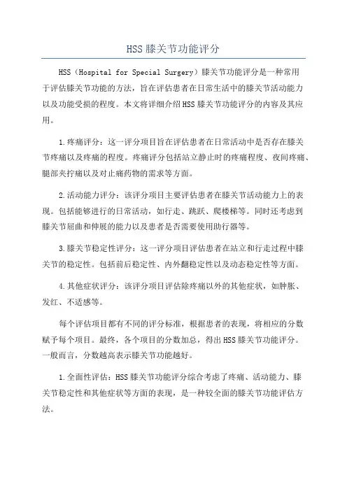 HSS膝关节功能评分