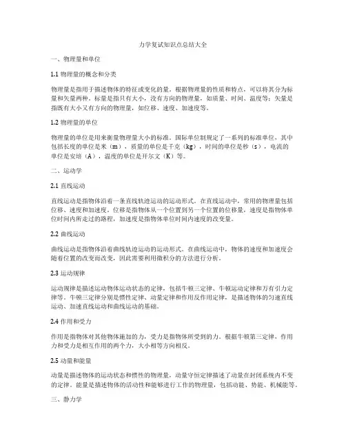 力学复试知识点总结大全