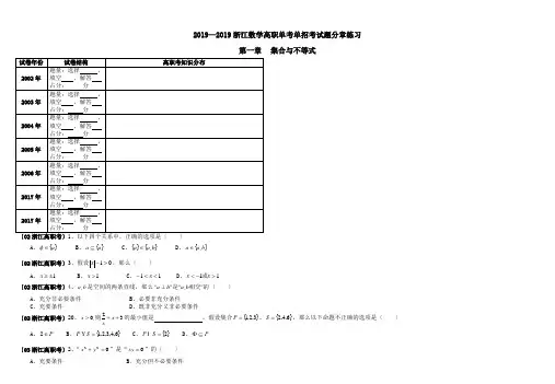 2019—2019浙江数学高职单考单招考试题分章练习