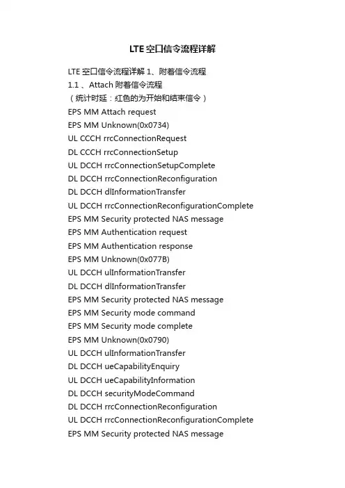 LTE空口信令流程详解