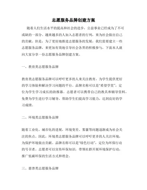 志愿服务品牌创建方案