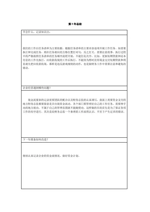 ERP沙盘模拟财务总监总结