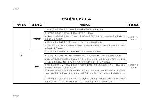 各个要求规范整合柱子配筋
