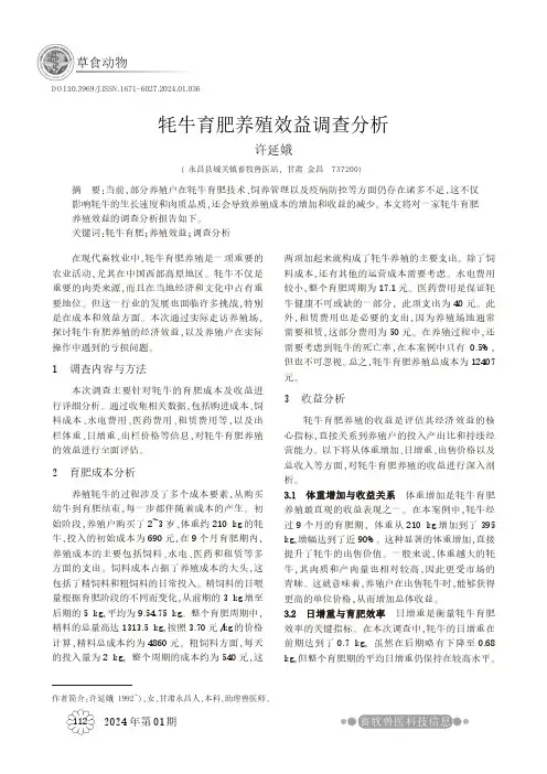牦牛育肥养殖效益调查分析