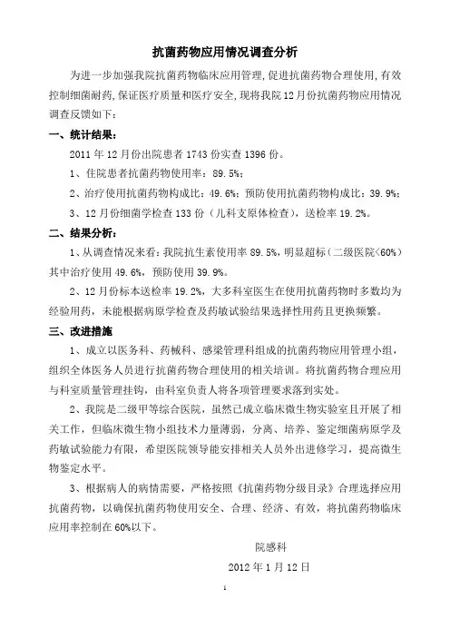 抗菌药物应用情况调查分析