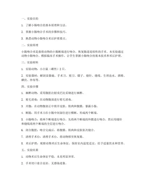动物小肠吻合实验报告