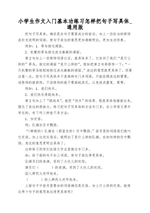 小学生作文入门基本功练习怎样把句子写具体_通用版