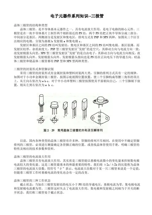 常用电子元件器件系列知识-三极管