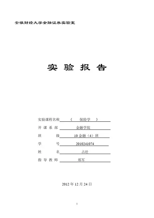 保险学实验报告 占壮