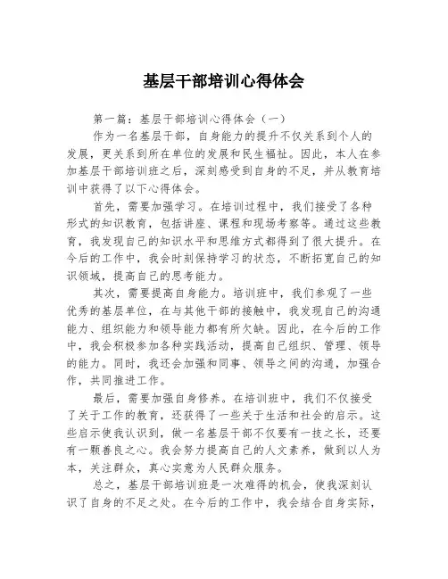 基层干部培训心得体会