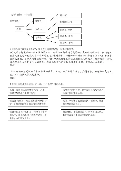 《我的理想》习作练习