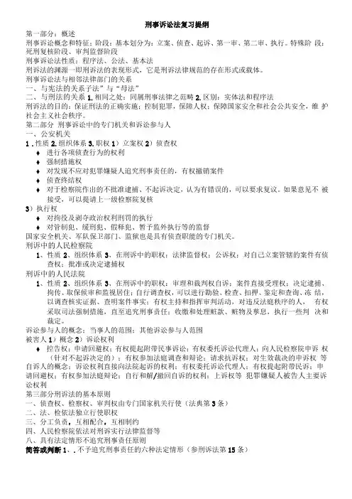 刑事诉讼法复习提纲