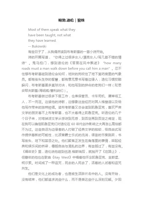 鲍勃.迪伦｜狼蛛