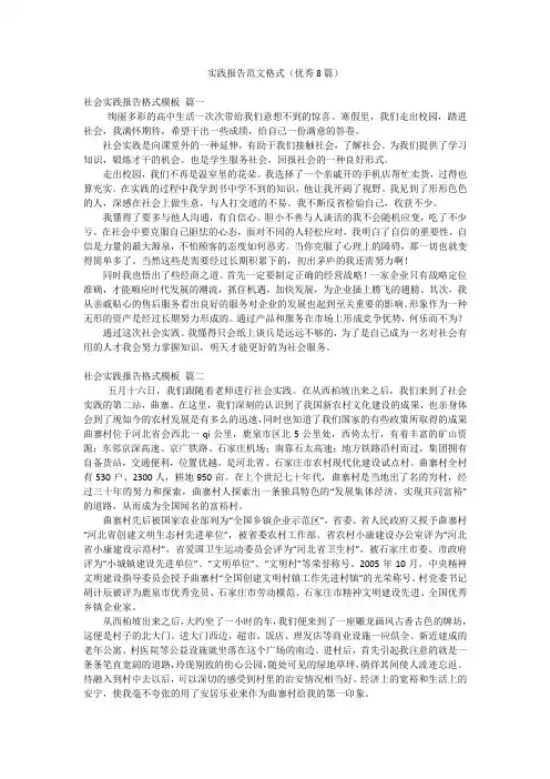 实践报告范文格式(优秀8篇)