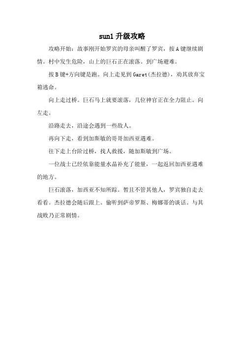 sun1升级攻略