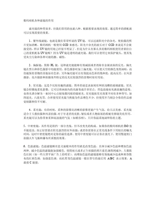 [说明]各种相机滤镜介绍