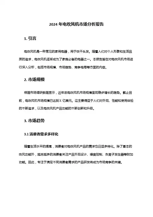 2024年电吹风机市场分析报告