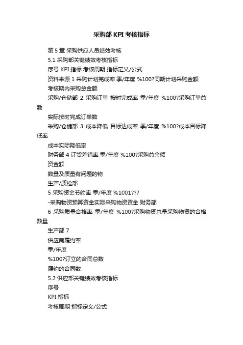 采购部KPI考核指标