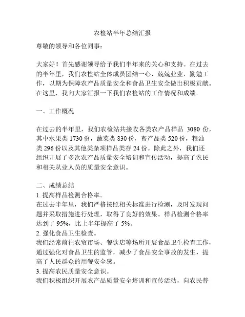 农检站半年总结汇报