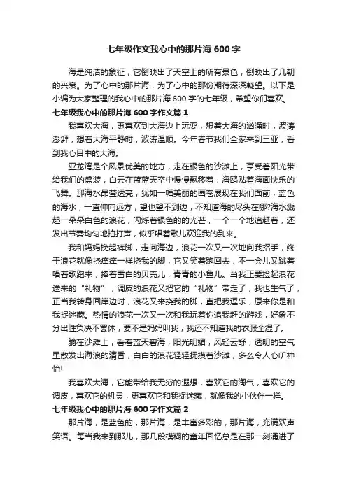 七年级作文我心中的那片海600字