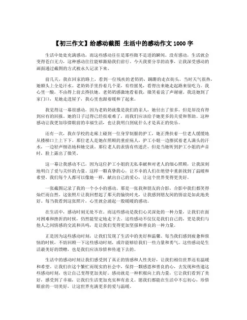 【初三作文】给感动截图 生活中的感动作文1000字