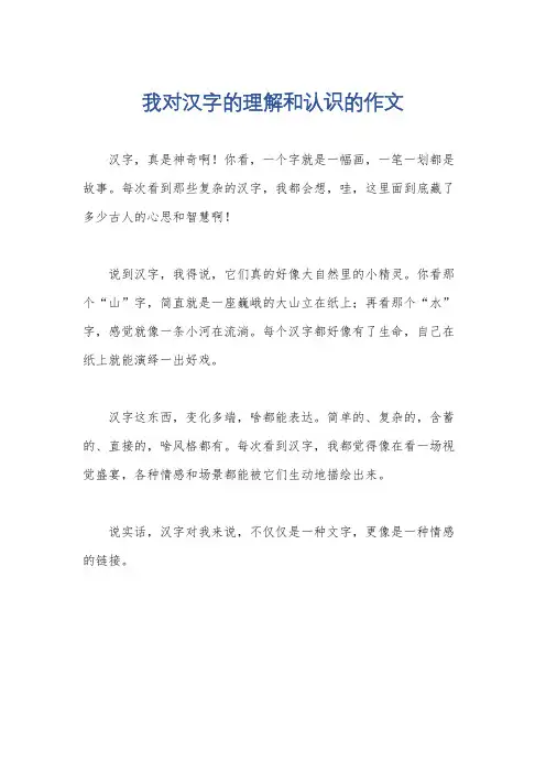 我对汉字的理解和认识的作文